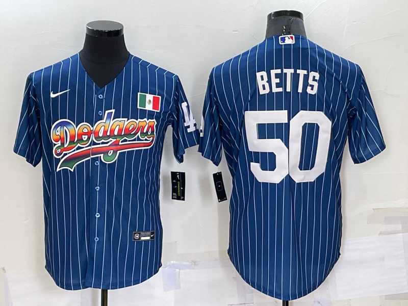 Los Angeles Dodgers #50 Mookie Betts Rainbow Blue Red Pinstripe Mexico Cool Base Nike Jersey,We sell and wholesale Los Angeles Dodgers #50 Mookie Betts Rainbow Blue Red Pinstripe Mexico Cool Base Nike Jersey on line form chian!